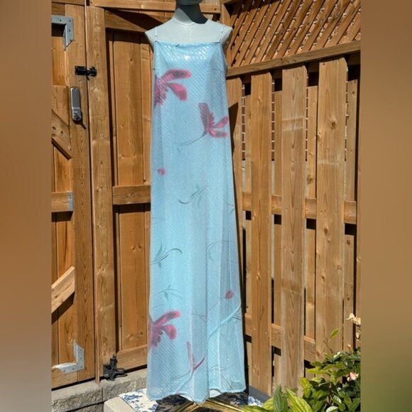 🆕 RAT & BOA 🧿 NWOT Marisol Blue Floral Printed Sequin Shimmer Maxi Dress SzXXL - Picture 8 of 12
